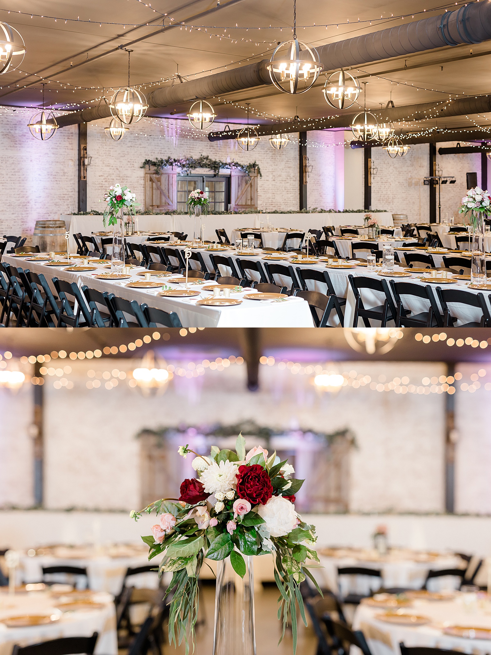 Reception details for rustic wedding at Bluebelle Events venue 
