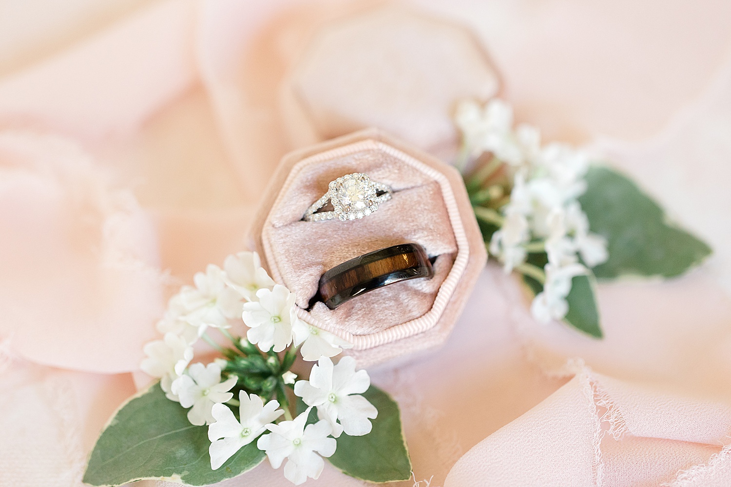 Rings in a velvet box for Hitching Post Minnesota Wedding