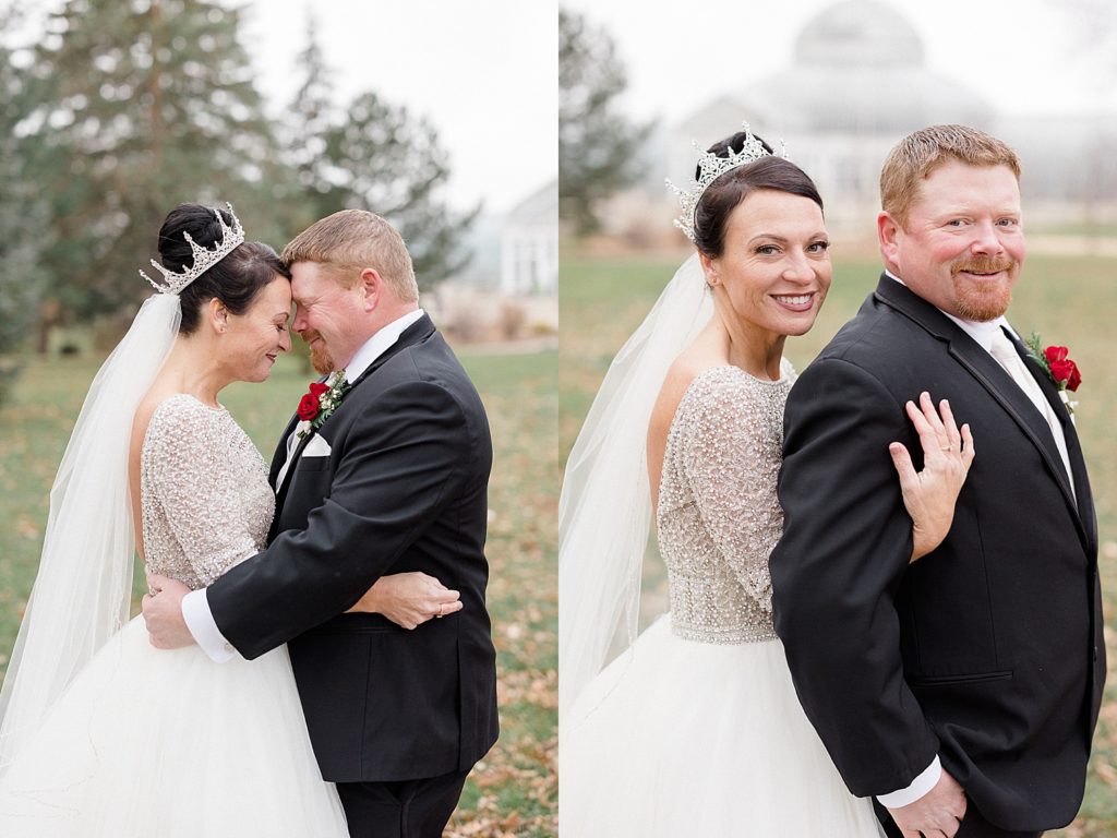 Bride and groom hugging together in a field by North Dakota wedding photographer Fernweh & Liebe