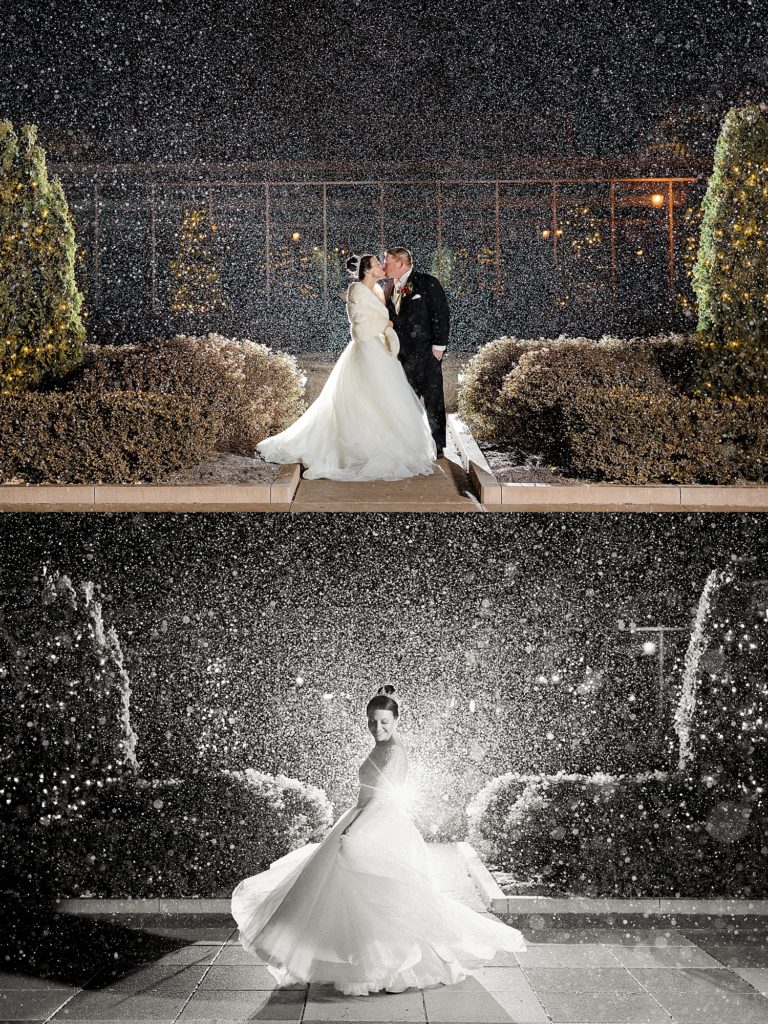 Bride and groom kissing in the snow outdoors by North Dakota wedding photographer Fernweh and Liebe