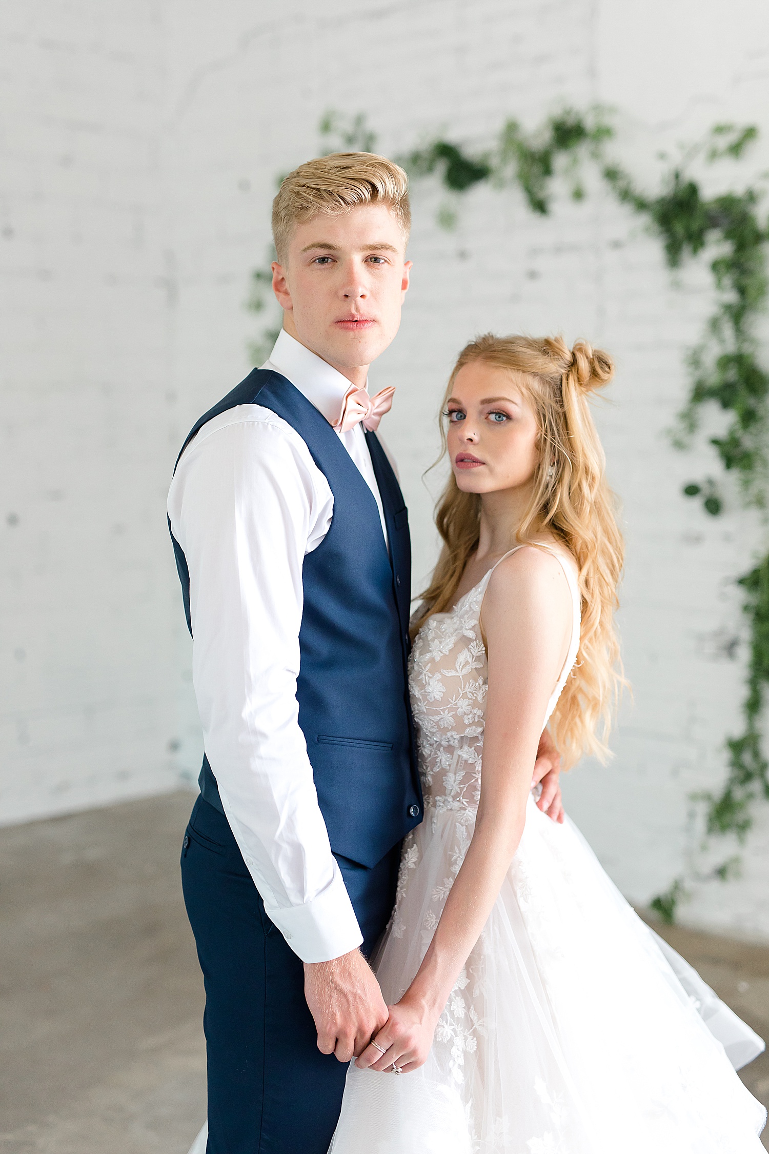 Bride and groom at a light and airy styled session in North Dakota 