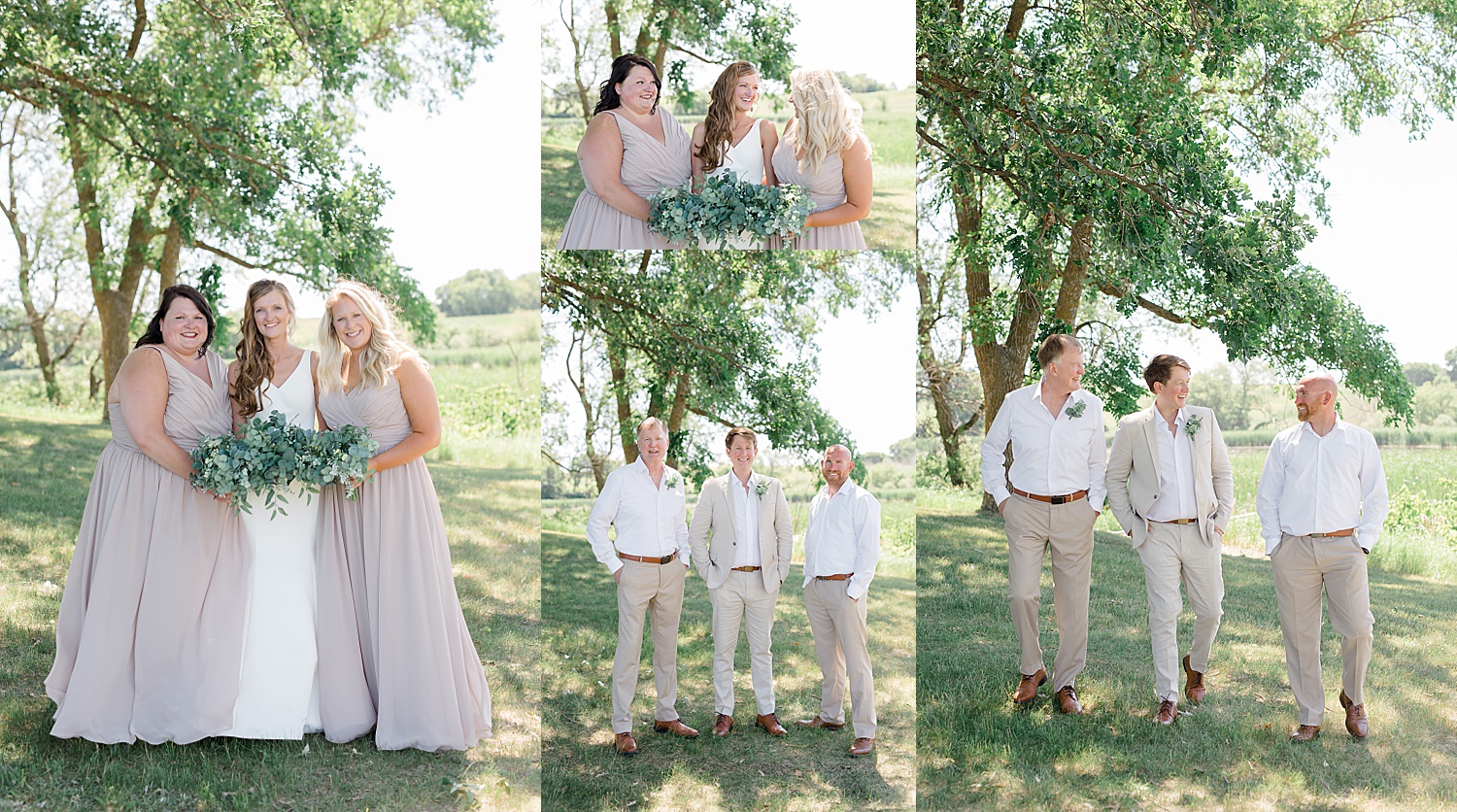wedding party photos with bridesmaids and groomsman at Kensington Rune Stone Visitor Center