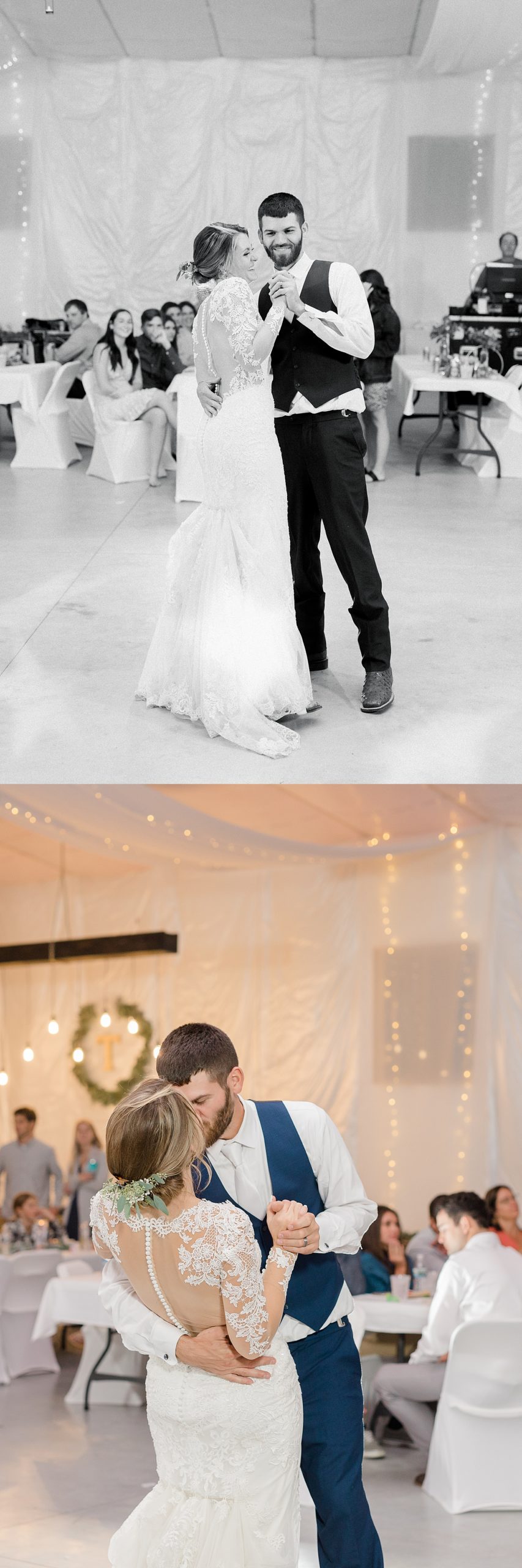 first dance with bride and groom at wedding reception at Detroit Lakes