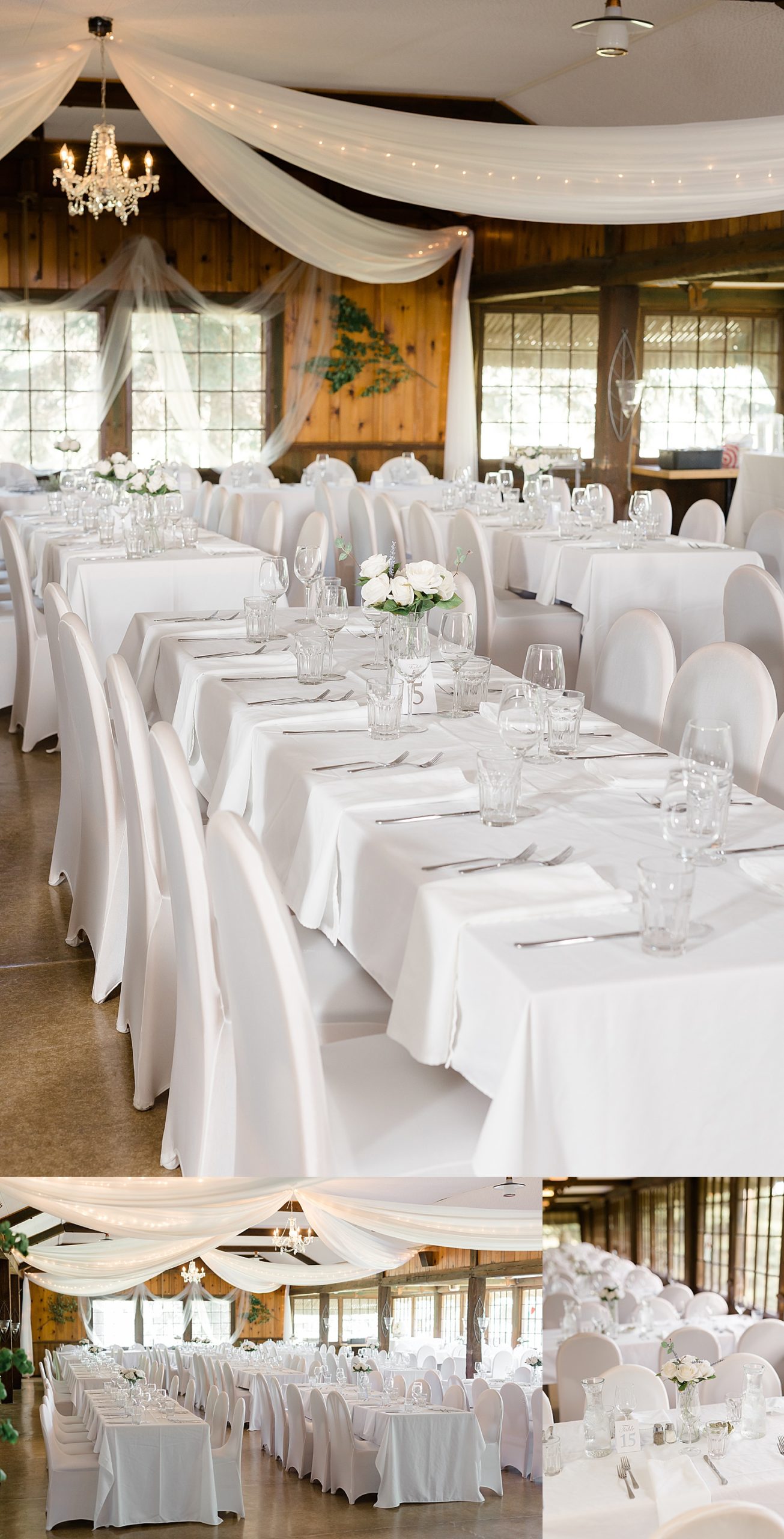 Fair Hills Resort wedding reception with all white details 