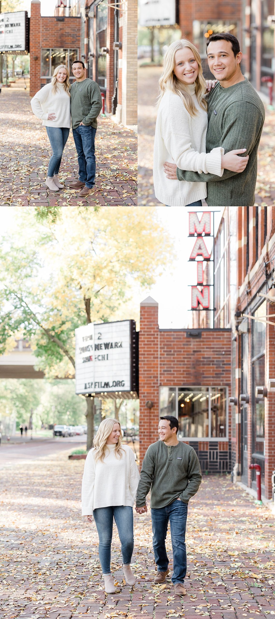 downtown Minneapolis engagement session with newly engaged couple in the fall