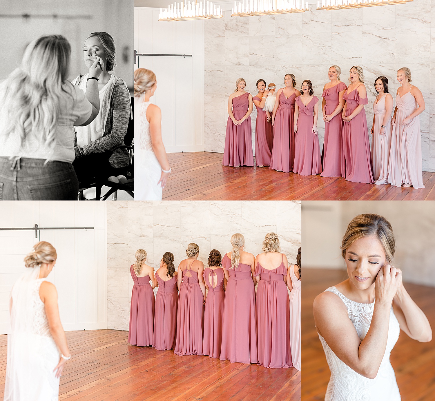 first look with bridesmaids at the opal getting ready location 