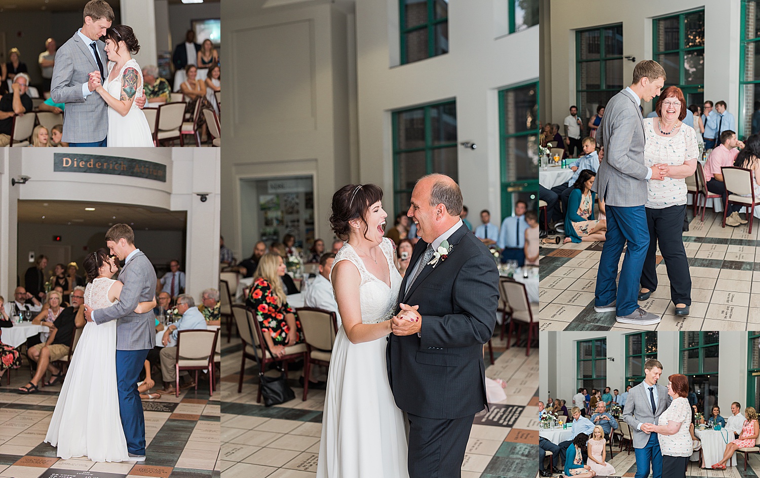 first dances with parents at reception for newly married bride and groom 